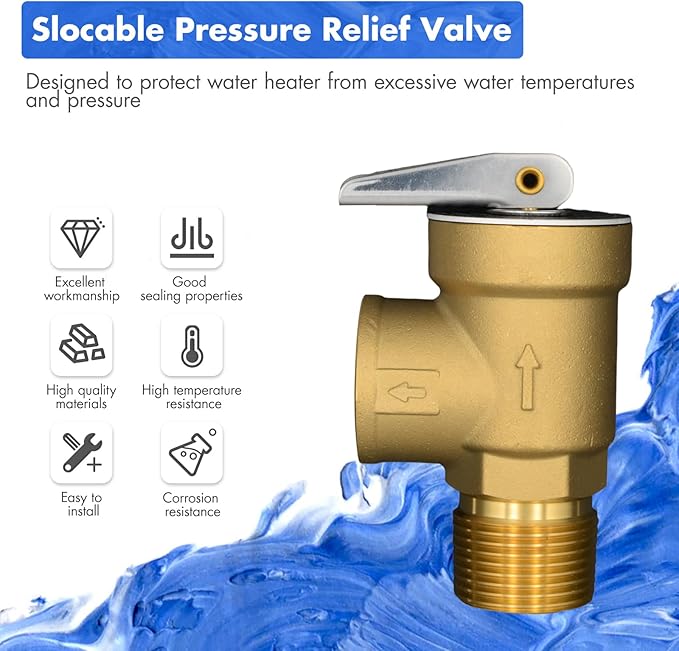 VAV Pressure Relief Valve, 3/4" NPT Female Thread, 150 PSI, Lead-Free Copper, Water Heater Compatible, CSA LISTED
