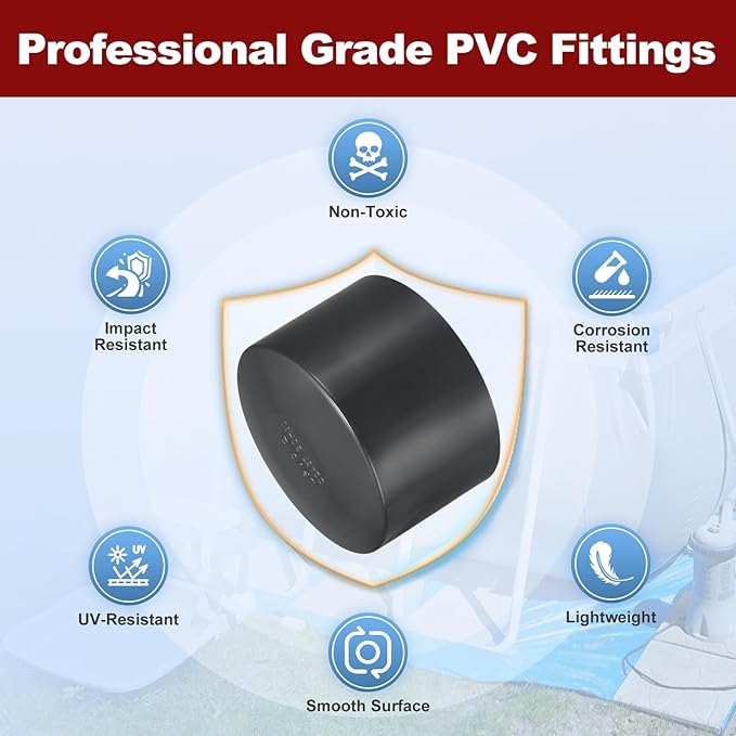 1Pcs 4" PVC External End Cap Fitting, SCH80 Furniture Grade PVC Pipe Plug Adapter, Pipe Cover Fittings for DIY Project, Irrigation System, Plumbing Framework, Garden Structures