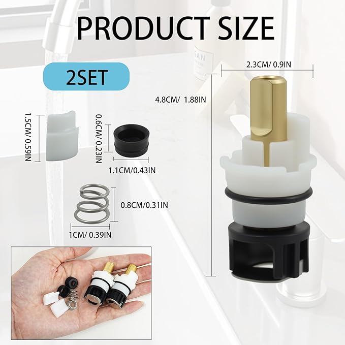 2 Pack RP25513 Faucet Stem assembly Repair Kit Compatible with Delta Two Handle Faucet Cartridge Replacement with RP24096 RP4993 Seats Springs, Bathtub Shower Sink Bathroom Faucet Parts
