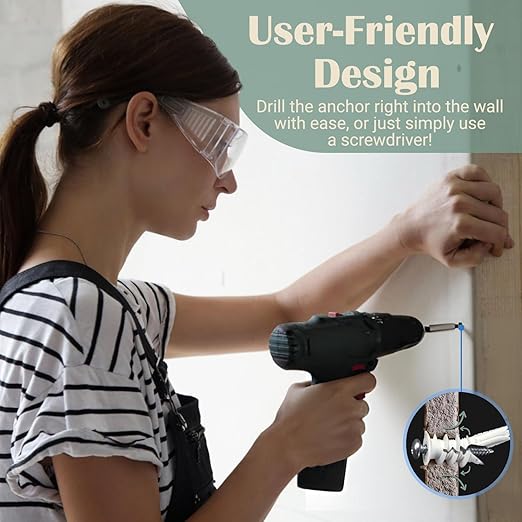 Reinforced Nylon 66 Drywall Repair Anchors - 90lb, Small Wall Hanging Kit for Apartment Quick Fixes & Towel Rack with Carbon Steel Screws, 10 Dry Wall Anchors and 10 Phillips Flat Head Wood Screws