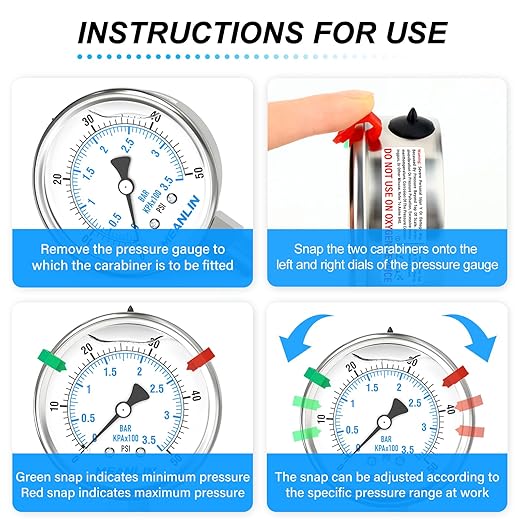 MEANLIN MEASURE 0~50Psi Stainless Steel Liquid Filled Pressure Gauge 2.5" FACE DIAL 1/4" NPT for Pool Sand Filter Water Oil Air Pressure Test Lower Mount with Stainless Steel Hex Bushing and Snaps