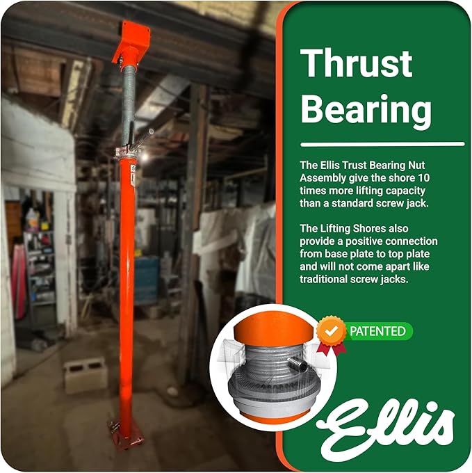 Ellis Manufacturing Light-Duty Steel Lifting Shore –House Jack for Foundation, Floor Leveling, and Concrete Bracing – 5,000 lb Safe Load Capacity – 86"-110" Adjustment