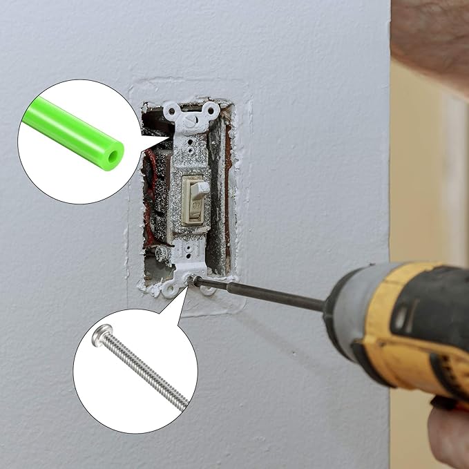 Hotop 64 Pieces Electrical Outlet Spacers Electrical Outlet Box Extender Kit Includes 16 Pcs 3 Inch Switch and 48 Pcs 1-1/2 Inch 6-32 Thread Flat Head Device Mounting Long Screws (Fluorescent Green)