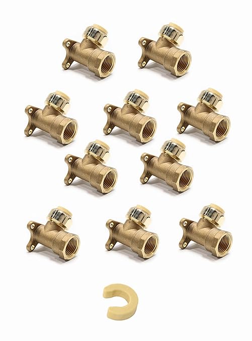 10-Pack EFIELD 3/4" Push Fit x 3/4" Female NPT Drop-Ear Elbows with 1 Disconnection Tool Clip