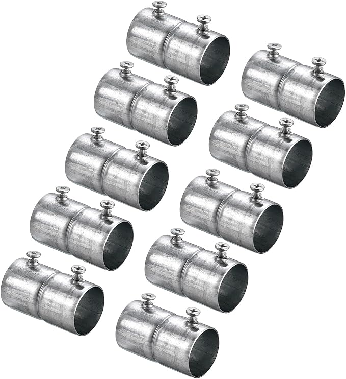 uxcell EMT Coupling, 25mm(1 inch) EMT Set Screw Coupling Conduit Fittings 48mm Length Electrical Conduit Pipe Connector 0.7mm Wall Thick, 10 Pack