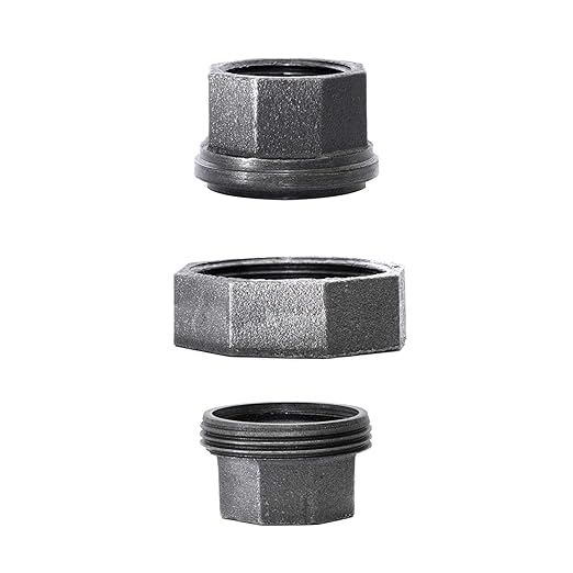 1" Cast Iron Union, Home TZH 10 Pack 1" Industrial Malleable Female Pipe Fitting Union for Industrial Vintage Style DIY Project/Furniture/Shelving Decoration (10, 1")
