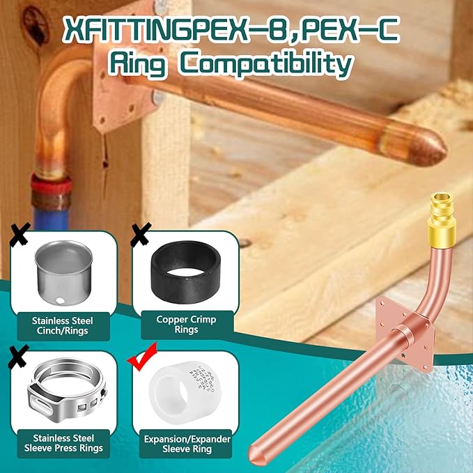 Boltigen 5PCS PEX Expansion, Cooper 1/2" Pex Copper Stub Out With Wall Flange, F1960 (3 1/2" x 6" Length)