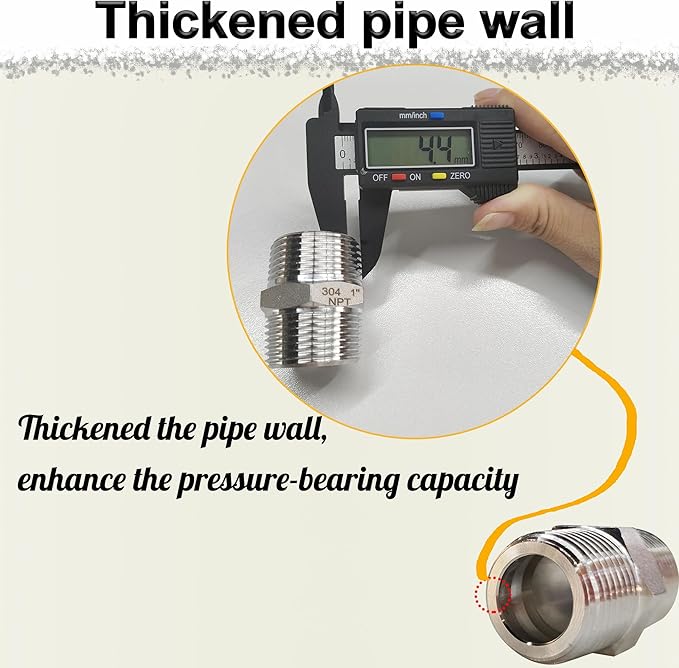 1" NPT Male Hex Nipple Pipe Fittings, 304 Stainless Steel 1 inch Threaded Pipe Adapter Fittings Equal Nipples Connectors, 4pcs Male Straight Connector Pipe Fitting