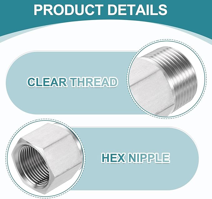 uxcell Pipe Fitting Reducing Adapter, 3/4" NPT Male x M22 Female 304 Stainless Steel Reducer Connector for Water Oil Air Pressure Gauge, Silver