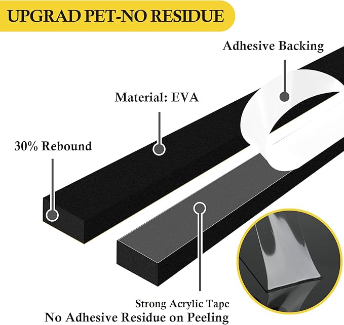 fowong Air Conditioner Window Seal 2 Inch X 1 Inch, Thick AC Weather Stripping High Resilience Foam Sealing Tape Adhesive AC Window Seal Kit 6.5ft Long (6.5ft x 2 Rolls, Black)