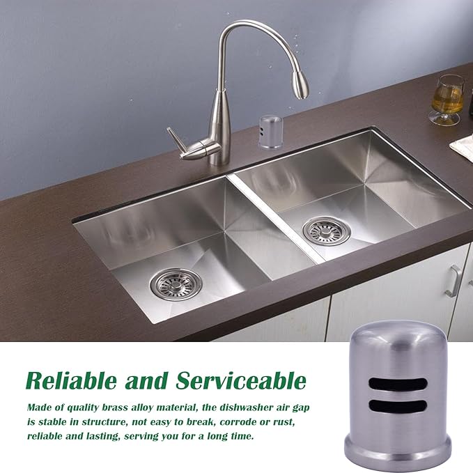 1-5/8" cap diameter 2-1/4 Dishwasher Solid Brass Air Gap Cap Only, Replacement for air gap dishwasher Air Gap Cover Fits Most Air Gap Bodies (Silver)
