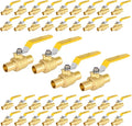40-Pack Foskan 1 Inch PEX Crimp Full Port Ball Valve with Yellow Handle, Brass Quarter Turn Shut-off Valve for PEX Tubing