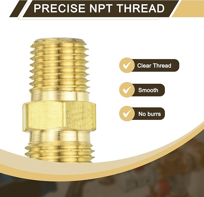 uxcell Brass Tube Fitting, 3/8O.D x 1/4NPT Brass Flared Pipe Adapter Fittings Reducing Nipples Connector, Half Union Gas Adapter for Pipe Connections, Hydraulics, Refrigeration