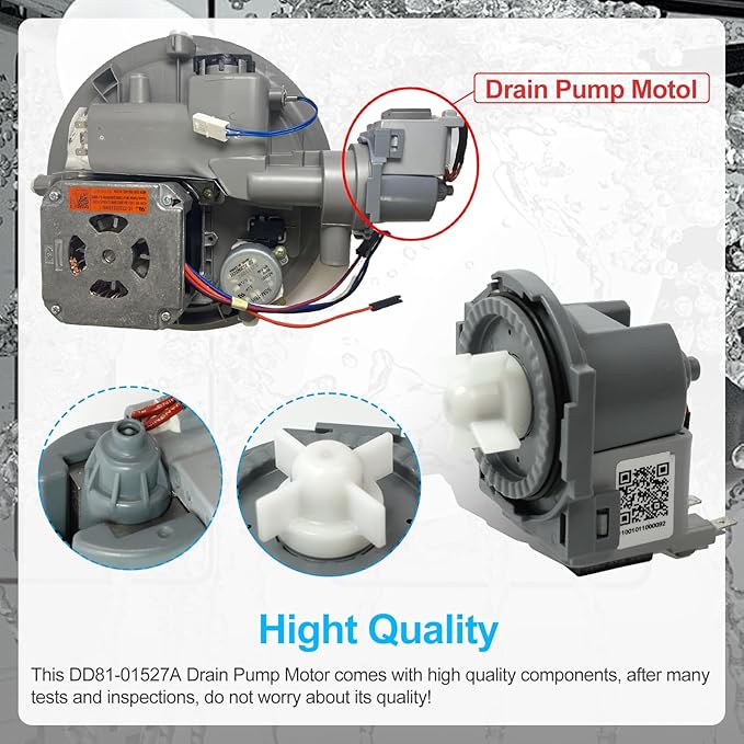 【2025】Upgraded DD81-01527A D.I.Accessa Original Equipment Manufacturer (OEM) Part Drain Pump Motor Replacement for Samsung Dishwasher DW80R5061 DW80R5060 Series（100% Authentic - No imitation）