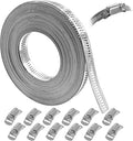 Hose Clamps Assortment Kit, CUKAYO 304 Stainless Steel DIY 32.8 FT Metal Strap+12 Stronger Fasteners, Large Adjustable Worm Gear Band Hose Clamps Screw Clamps Duct Pipe Metal Clamp Strapping