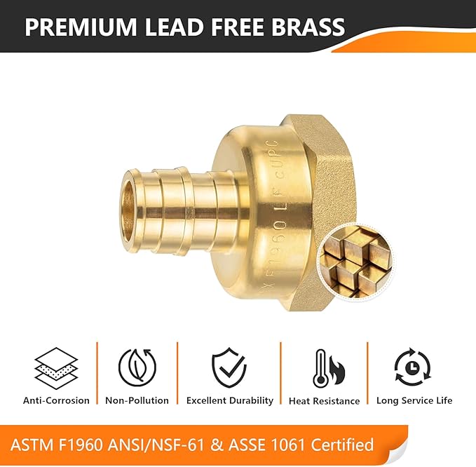 HeSun 30-Pack PEX-A FNPT Adapter Fitting, 3/4" NPT Female x 1/2" PEX-A Expansion Adapter, ASTM F1960