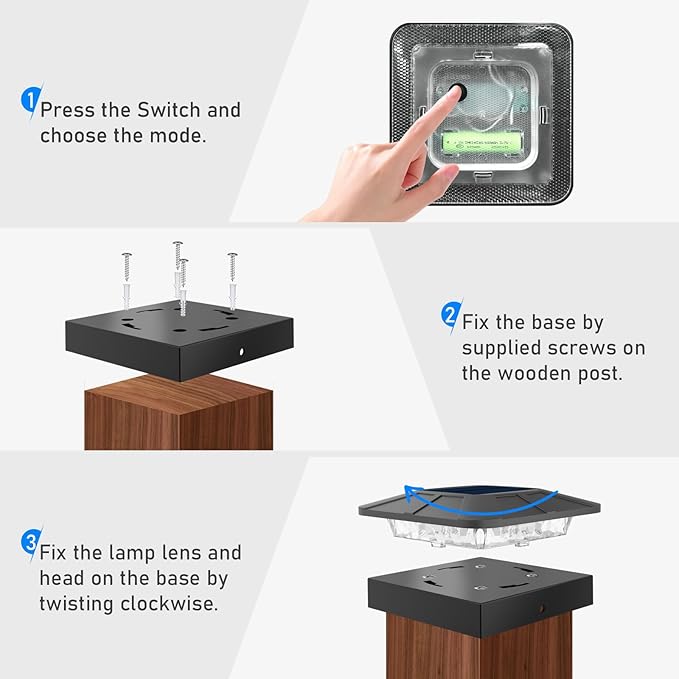 Peasur 4x4 Solar Post Cap Lights RGB Color Changing, 8 Packs LED Deck Fence Light Solar Powered Outdoor Waterproof, Wood/Vinyl Posts Top Lighting for Outside Yard Garden Patio