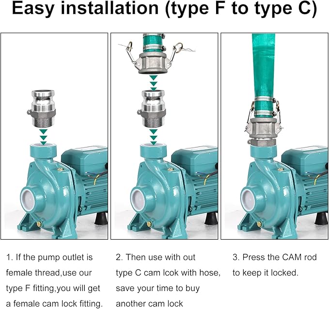SAFBY Pump Water hose Discharge With Aluminum Camlock A C E F Fittings, Heavy Duty Three layer Backwash Drain Hose for pool, Backwash Hose, Lawn,Garden (1.5 in, 100 feet)