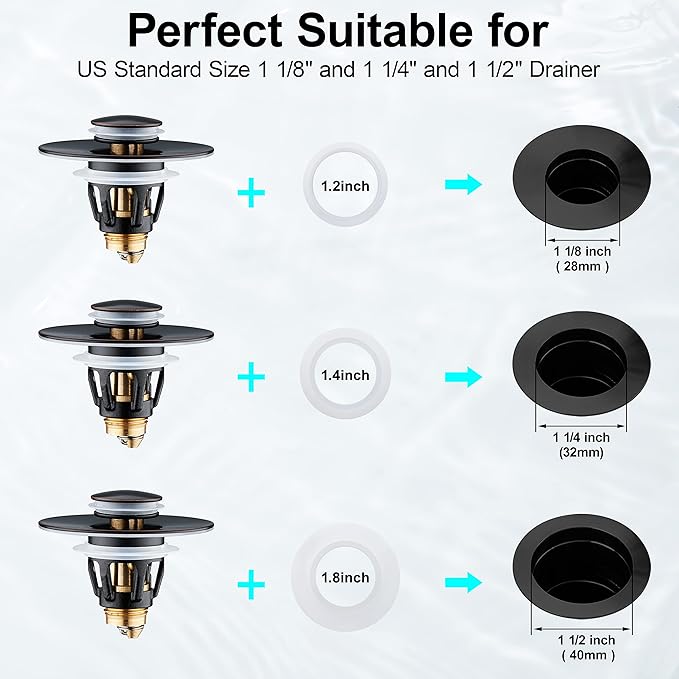 Universal Bathroom Sink Stopper - Bounce Wash Basin Drain Filter, Stainless Steel Pop Up Drain Stopper, 1.25" Bullet Core Sink Stopper, Sink Drain Plug with Anti-Clogging Strainer, Oil Rubbed Bronze