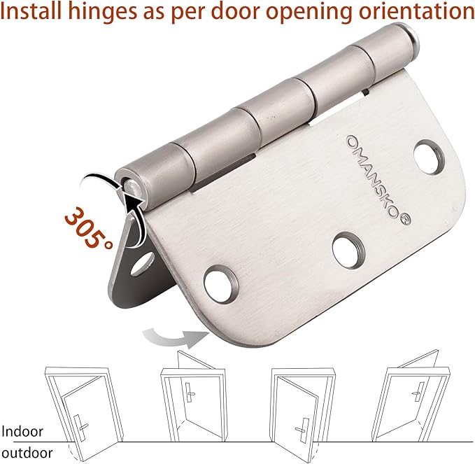 24 Pack Satin Nickel Door Hinges Brushed Nickel 3.5 x 3.5 Inch Door Hinges for Interior Door with 5/8 Radius Corners, 3 1/2 Inch Hinges for Residential Doors