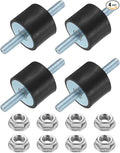 uxcell 4Pcs M6 x 18mm Rubber Mounts, 20 x 25mm Cylindrical Anti Vibration Isolator Studs Shock Absorber Double Studs with Nuts for Car Bobbin Generator Air Compressors