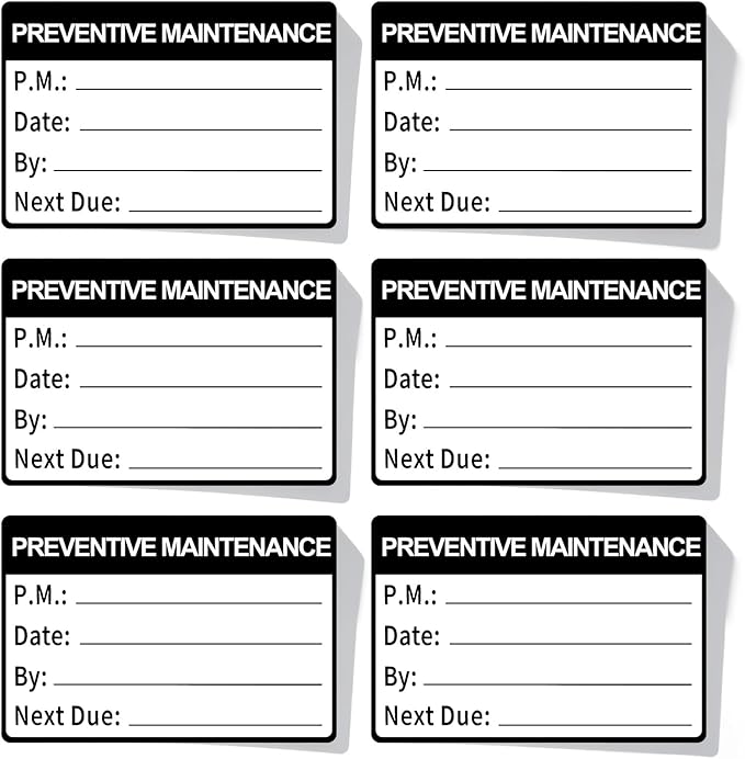 204Pcs Maintenance Stickers,Self Adhesive Preventative Maintenance Stickers Vinyl Information Decal Service Sticker Label for Equipment,2x3inch