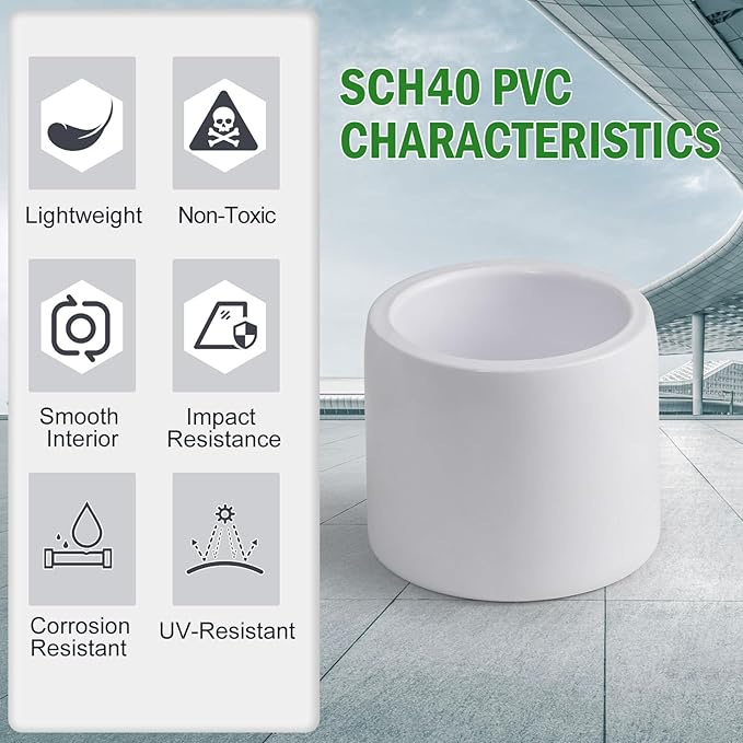 SCH40 PVC Cap 1/2 Inch - Fit Standard 1/2" SCH40 PVC Pipes (OD Approx. 0.84"), Zernmiarder Furniture Grade Pipe Caps, White Pipe Cover Fittings for Plumbing, DIY, Garden & Furniture - 4 Pcs