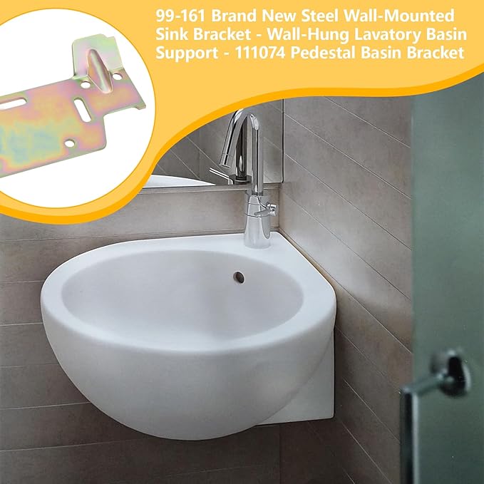 99-161 Wall Hung Sink Bracket, Heavy-Duty Metal Support Frame Compatible with American Standard 111074, 5.02"x3.06"x3.03", Replacement for Fits Most Gerber Pedestal Sinks（2 Pack）