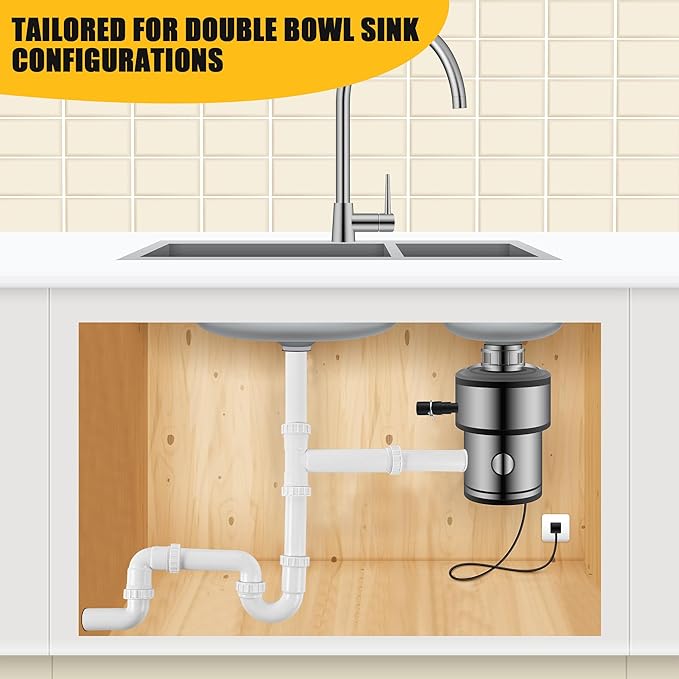 Saillong 27 Pcs Garbage Disposal Installation Kit Complete Kitchen Sink Drain Pipe Kit for Double Bowl Sink, 1-1/2" Plumbing, Simple Install, Leak Proof (Set A)