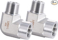 Stainless Steel Pipe Fitting 90 Degree Barstock Street Elbow 1/4" NPT Male x 1/4" NPT Female 2 Pack