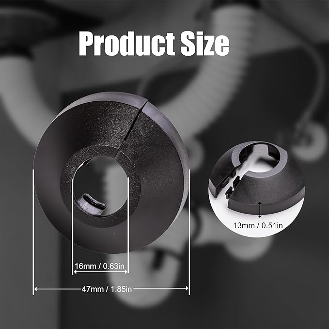 6 Pcs Fit 1/2 Inch Flange Water Pipe Cover Decoration black 16mm(5/8") Plastic PP escutcheon plate 1/2 inch Cover for Wall Pipe Tube Decoration