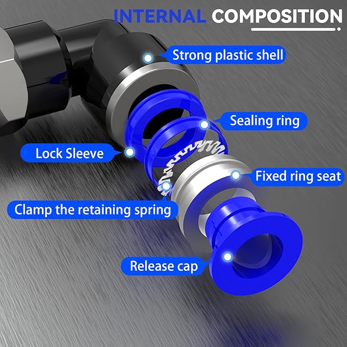 Nickel-plated Iron 1/4"Tube OD 40Packs Quick Release Connectors Elbow and Straight 1/8"NPT 1/4"NPT Thread Push to Connect Tube Fittings Kits