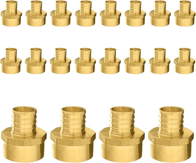 20-Pack PEX Fittings Niikappu 3/4" x 3/4" NPT Female Threaded Adapter, Brass Pex Crimp Adapters for PEX Pipes, ASTM F1807