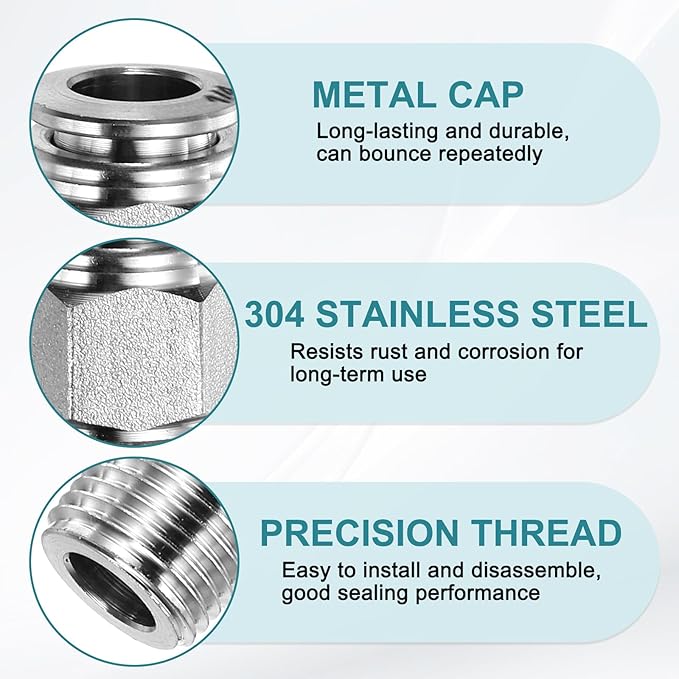 HARFINGTON Push to Connect Fittings 1/4" Tube OD x 1/8" NPT Thread Male Straight Union Fittings 304 Stainless Steel Quick Connect Pneumatic Accessories for Trailers Air Brake System