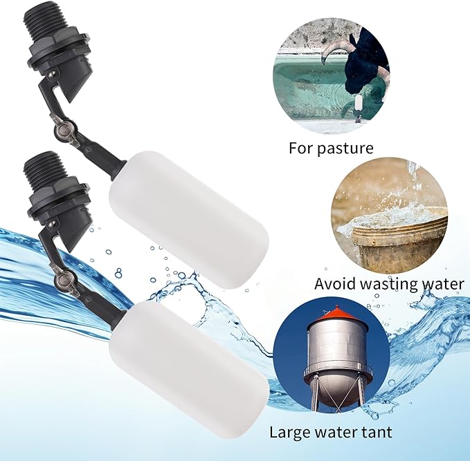 Cxztxcl Plastic Float Ball Valve,1/2 Inch NPT Automatic Water System Filler，Adjustable Arm for Ponds,Float Ball Valve,Automatic Water Addition，Automatic Water Level Control，Livestock Water Trough