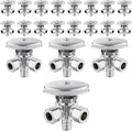 (Pack of 20) EFIELD Dual Outlet Angle Stop Valve, Multi-Turn, 1/2" Crimp Barb Pex Inlet x (3/8 inch x 3/8 inch) Compression Outlet, Chrom Plated,(VALVE063-20PCS)