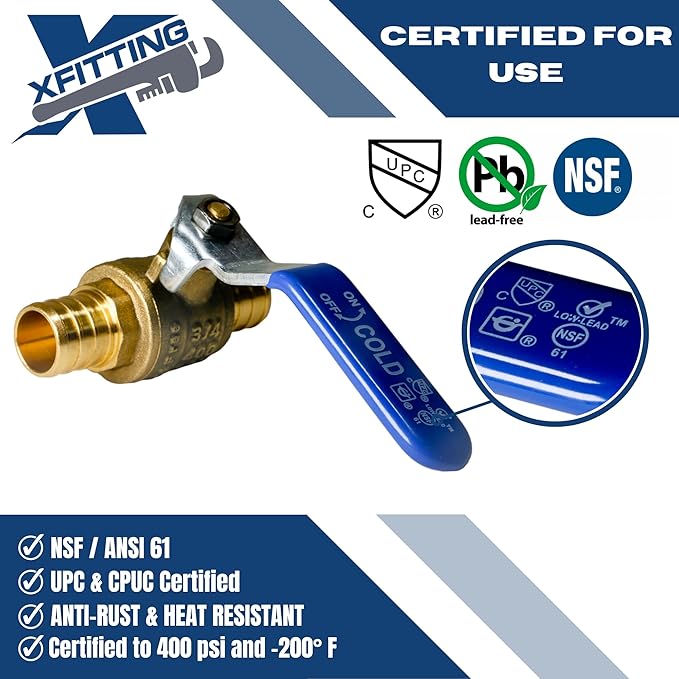 XFITTING 20 Pieces 3/4" Pex Ball Valve Hot and Cold, 24-2-3&4=20X (20 Packs)