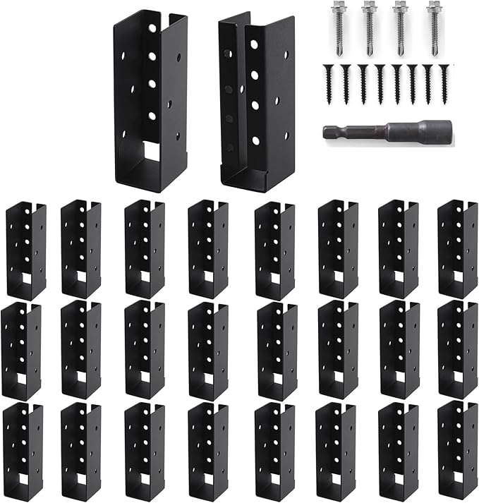 Concealed Joist Hangers, 24 Pcs of 2"x6" Outdoor Trim Concealed Flanges, Q235B Steel Powder Coated Concealed Mount Joist Hangers for 2"x6" Beam Swing…