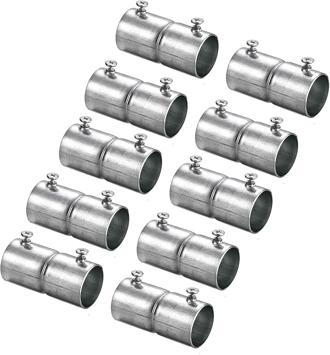 uxcell EMT Coupling, 25mm EMT Set Screw Coupling Conduit Fittings 57mm Length Electrical Conduit Pipe Connector 1mm Wall Thick, 10 Pack