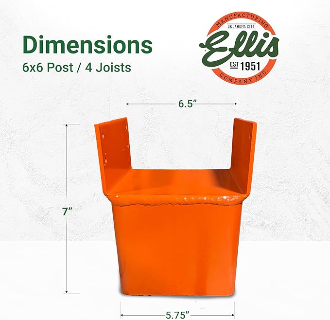 Ellis Manufacturing Joist Holder, 6x6 Secure Posts to Joists in Crawl Space - Extra Lateral Support, Quadruple 2x6