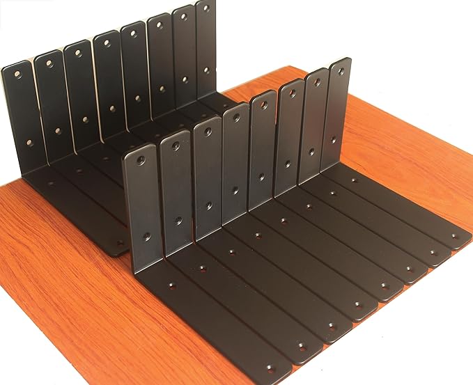 16 Pack - L 8" x H 6" x W1.5, 5mm Thick Black L Shelf Bracket, Iron Shelf Brackets, Metal Shelf Brackets, Floating Shelf, Shelf Supports with Screws