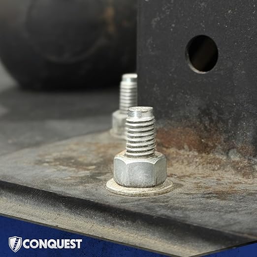 Conquest Zinc Plated Carbon Steel Concrete Wedge Anchors 3/8" x 2 3/4" - Heavy Duty Anchor Bolts for Interior Dry Environments and General Purpose Use (50 Pack)