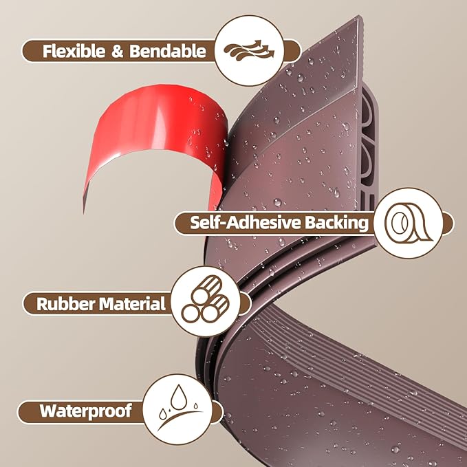 78"" Door Draft Stopper for Bottom of Door, Adhesive Weather Stripping Door Seal for Cold Air Insulation, Under Door Sweep for Exterior & Interior Doors Blocker Noise Dust, Brown