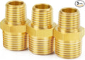 ChillWaves Brass Pipe Fitting, Reducer Hex Nipple 1/2" NPT Male x 1/4" NPT Male Thread Adapter(3-PACK)