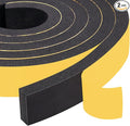 Yotache Foam Strips with Adhesive 2 Rolls 1" W X 3/8" T, (New Adhesive Craft) Black Foam Insulation Weather Stripping Door Seal Tape, 13 Ft Length (2 X 6.5 Ft Each)