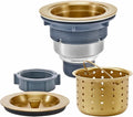 KONE 3-1/2 Inch Brass Sink Drain, Durable Stainless Steel Brass Kitchen Sink Drain Assembly Kit with Sink Strainer Waste Basket/Strainer Assembly/Sealing Lid for Standard Kitchen Sink
