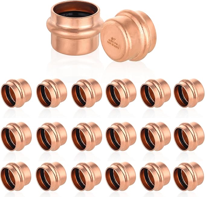 20-Pack HeSun Copper Press End Cap(Plug), 1" Pressure Fittings, Press Fit for Copper Tube Connection(PRESS021-20)