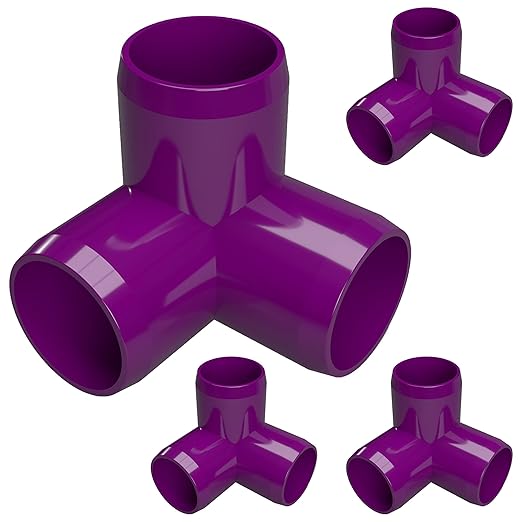 FORMUFIT 1-1/4" 3-Way Elbow Furniture Grade PVC Fitting in Purple, Made in USA, UV-Resistant, Impact-Proof, 1.660" Actual Socket Diameter (Pack of 4)