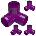 FORMUFIT 1-1/4" 3-Way Elbow Furniture Grade PVC Fitting in Purple, Made in USA, UV-Resistant, Impact-Proof, 1.660" Actual Socket Diameter (Pack of 4)