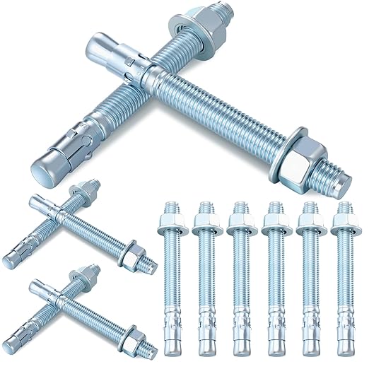 Shimeyao 20 Pack 3/4'' x 7'' Wedge Anchors Zinc Plated Concrete Anchors for 2 Post Car Lift Carbon Steel Fastener for Concrete Installation with Nuts and Washers